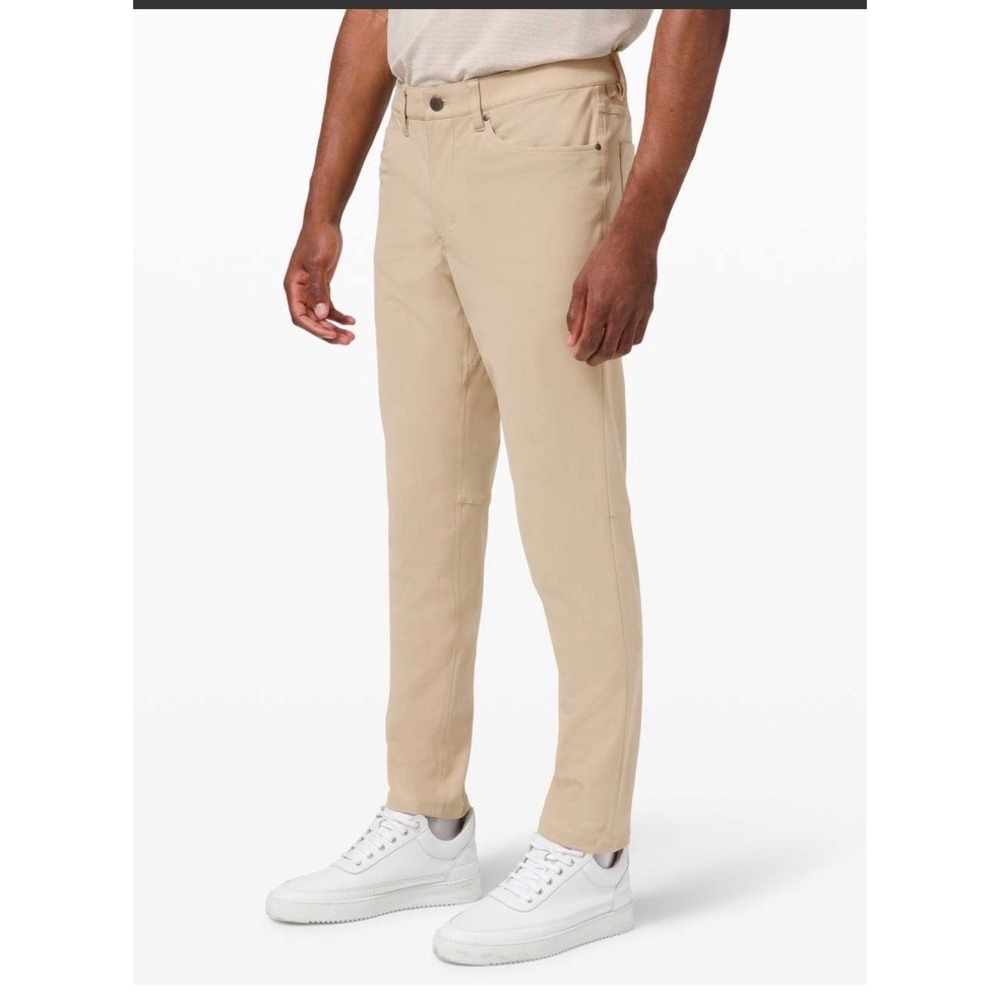 Lululemon Commission‎ Pant Slim Warpstreme 34" Tan Khaki Mens 36 LM5ADAS